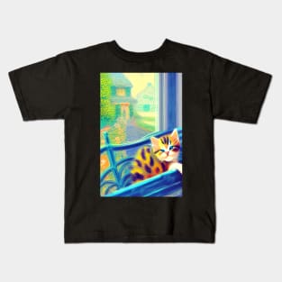 Sleepy Monet Kitty Kids T-Shirt